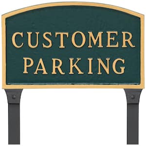 10 in. x 15 in. Standard Arch Customer Parking Statement Plaque Sign with 23 in. Lawn Stakes - Green/Gold