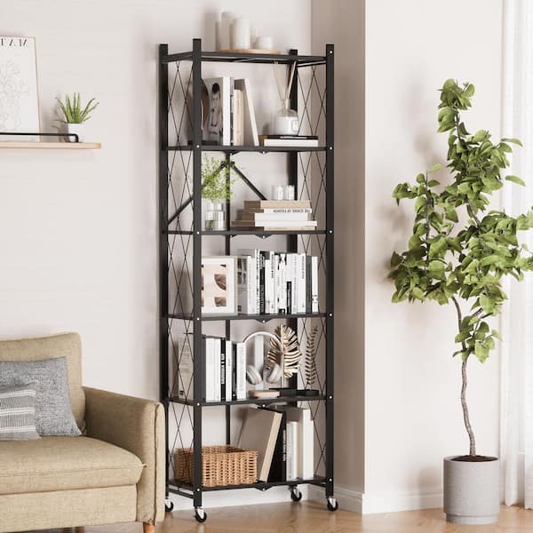 6 Tiers Metal Folding Garage Storage Shelving Unit in Black (24.2