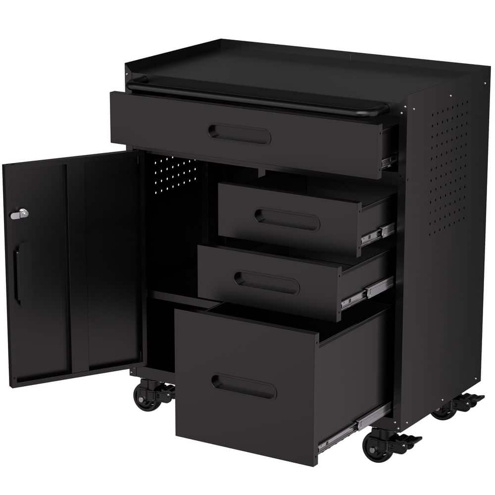 Boyel Living 4-Drawer 29.5 in. W Black Lockable Tool Storage