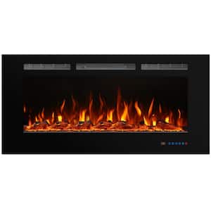 45 in. Electric Fireplace Insert with Remote and Log Crystal, Black