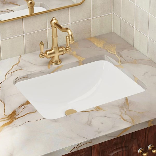 18 in. L x 14 in. W White Undermount Bathroom Sink Rectangular Sink Design with Overflow Hole in Durable Vitreous China