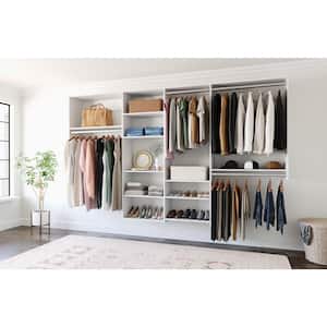 Dual Tower 96 in. W - 120 in. W Basic White Wood Closet System