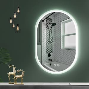 24 in. W x 40 in. H Oval Frameless Anti Fog Dimmable LED Wall Bathroom Vanity Mirror in  Silver