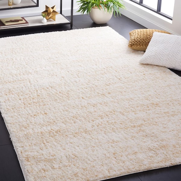 Berber Shag 3 ft. x 5 ft. Ivory/Beige 2-Toned Solid Area Rug