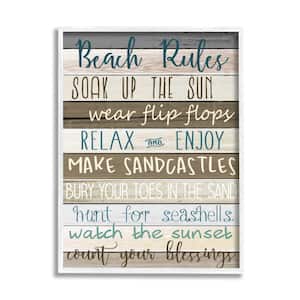 "Nautical Fun Beach Rules List Rustic Boardwalk Sign" by Kimberly Allen Framed Typography Wall Art Print 24 in. x 30 in.