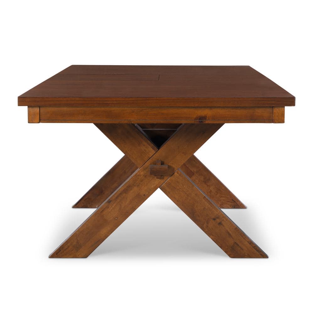 Dark Hazelnut Extendable Wood Dining Table with Cross Legs