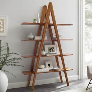 Hayden Amber 75 in. Tall Bamboo Etagere Bookcase Shelf