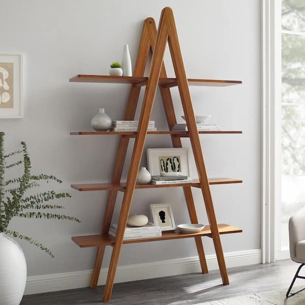 Hayden Copper 75 in. Tall Bamboo Etagere Bookcase Shelf