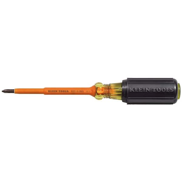 Klein Tools #1 Insulated Phillips Head Screwdriver with 4 in. Round Shank- Cushion Grip Handle