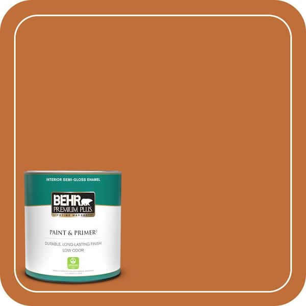 BEHR PREMIUM PLUS 1 qt. #S-H-260 Tiger Stripe Semi-Gloss Enamel Low Odor Interior Paint & Primer