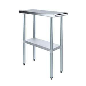 30 in. x 12 in. Stainless Steel Kitchen Utility Table with Adjustable Bottom Shelf