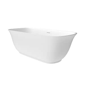 Sarnia 59 in. x 32 in. Soaking Bathtub with Center Drain in White/Polished Chrome