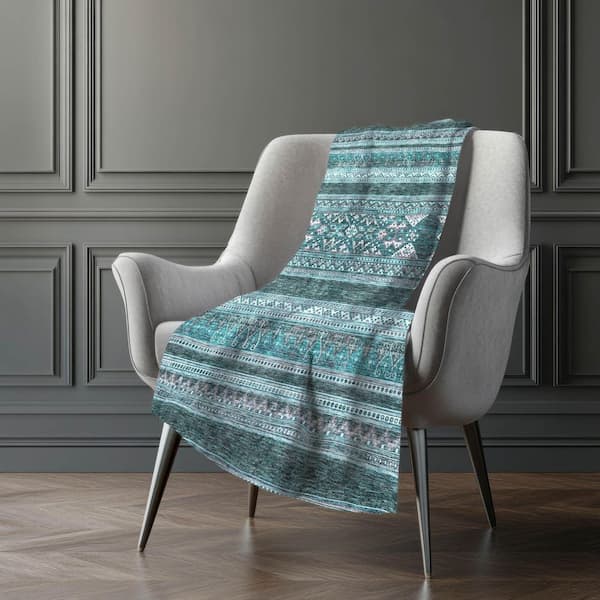 Premium Machine Washable ASB714 Teal 50 in. x 70 in. Sherpa Throw Blanket