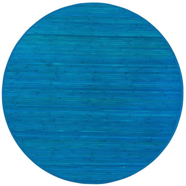Bamboo Zhuzi Blue 5 ft. x 5 ft. Round Area Rug