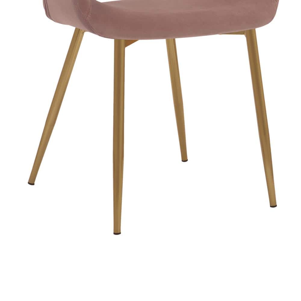 Elegant Pink Velvet Upholstered Arm Chair with Gold Metal Legs
