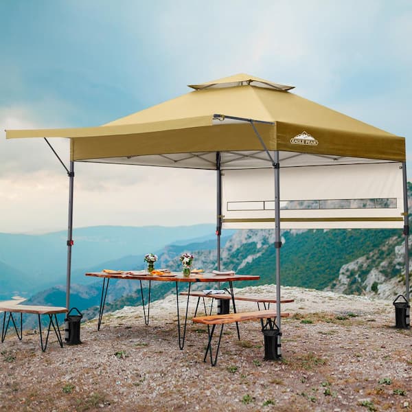 EAGLE PEAK 17 ft. x 10 ft. Pop Up Gazebo Canopy Tent with Adjustable Dual Half Awnings and 4-Sand Bags