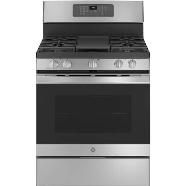 GE 30-in 4 Burners 5-cu ft Freestanding Electric Range (Stainless Steel) in  the Single Oven Electric Ranges department at