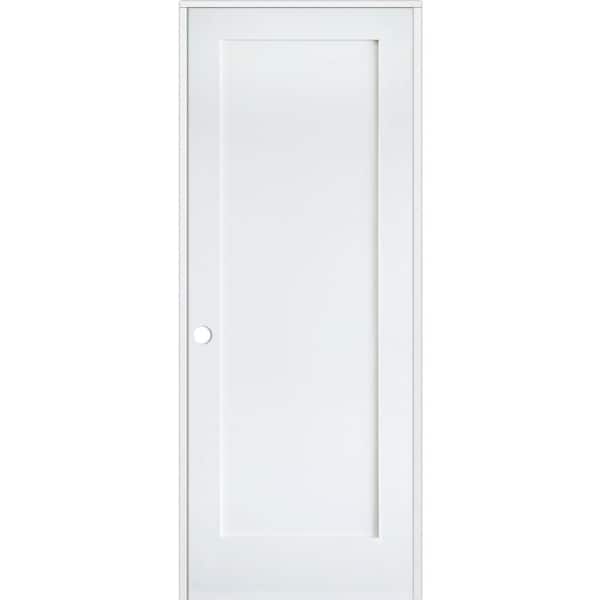 Krosswood Doors 24 in. x 80 in. Shaker 1-Panel Primed Solid Hybrid Core MDF Right-Hand Single Prehung Interior Door