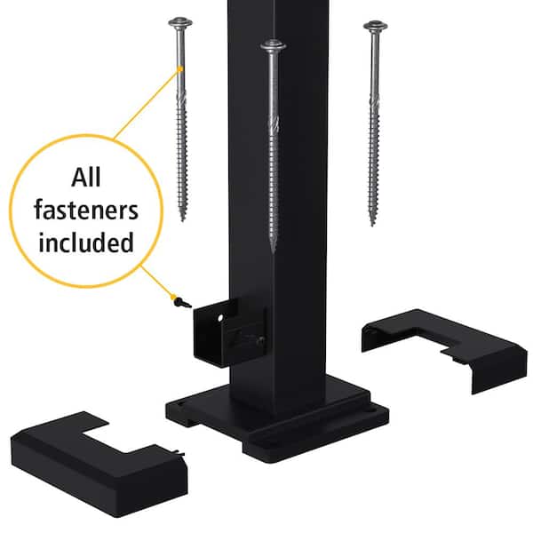 Peak Aluminum Railing 36 in. H x 4 in. W Matte Black Aluminum Deck Railing Stair Post Kit