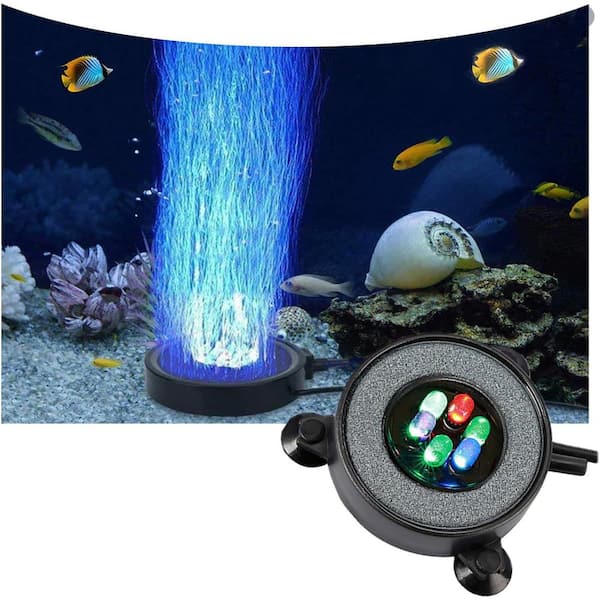 Etokfoks Aquarium Air Stones Fish Tank Bubbler LED Light with Stone Diffuser Decor Lamp in Black MLPH020LT196 The Home Depot