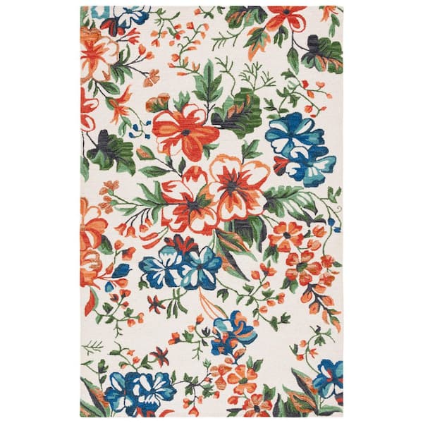 Jardin 6 ft. x 9 ft. Ivory/Orange Floral Modern Area Rug
