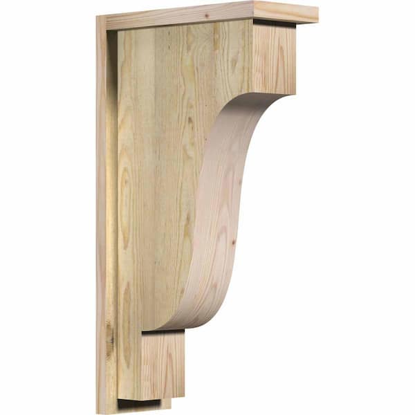 Ekena Millwork 6 in. x 14 in. x 26 in. Douglas Fir Newport Rough Sawn Corbel with Backplate