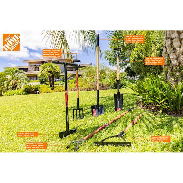 47 in. L Wood Handle Carbon Steel Digging Shovel with Grip