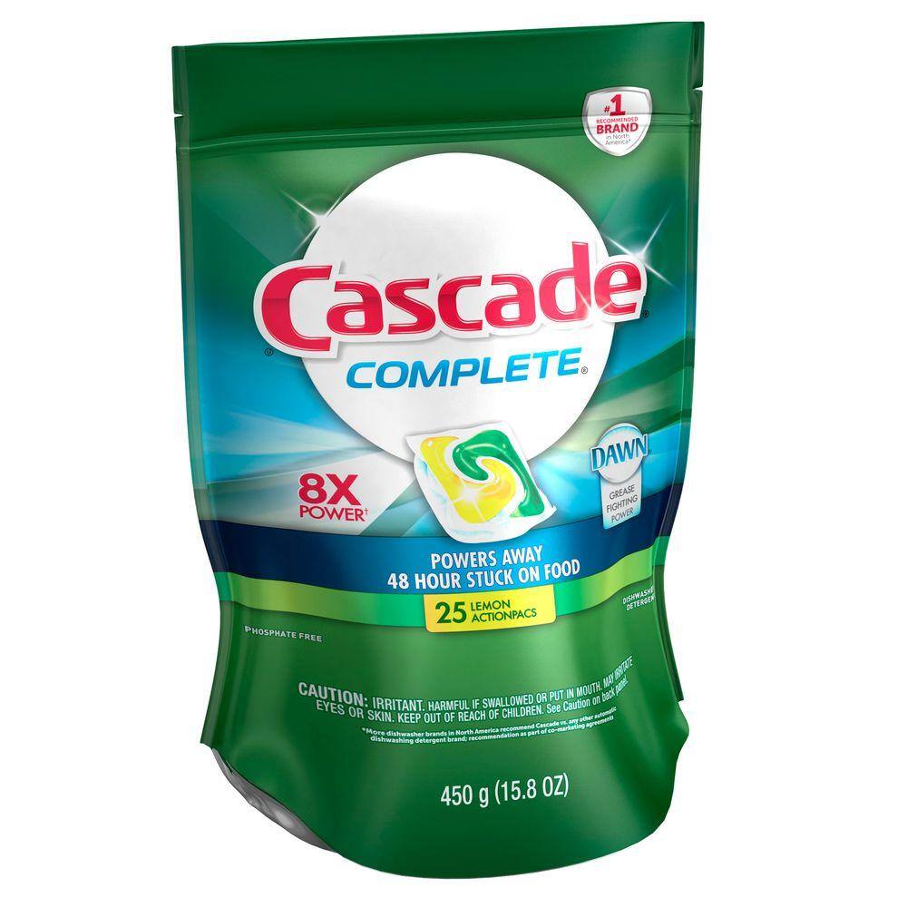 Cascade Complete ActionPacs Lemon Scent Dishwasher Detergent (25 Count) 003700091159 The Home