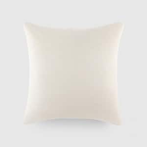 Washed and Distressed Cotton 20 in. x 20 in. Décor Throw Pillow in Natural