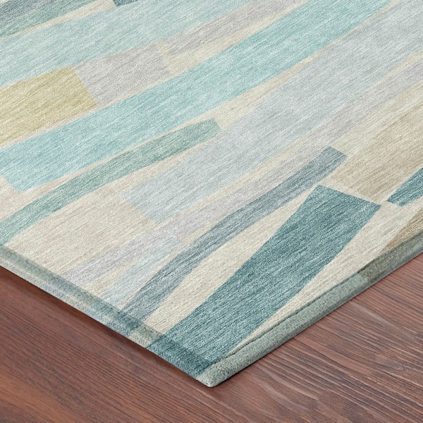 Chantille Machine Washable Indoor/Outdoor Abstract ACN2776 Teal 10 ft. x 14 ft. Area Rug