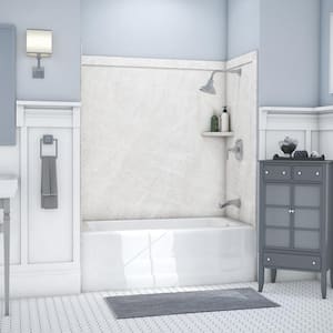 Elite 32 in. x 60 in. x 60 in. 9-Piece Easy up Adhesive Tub Surround in Dune