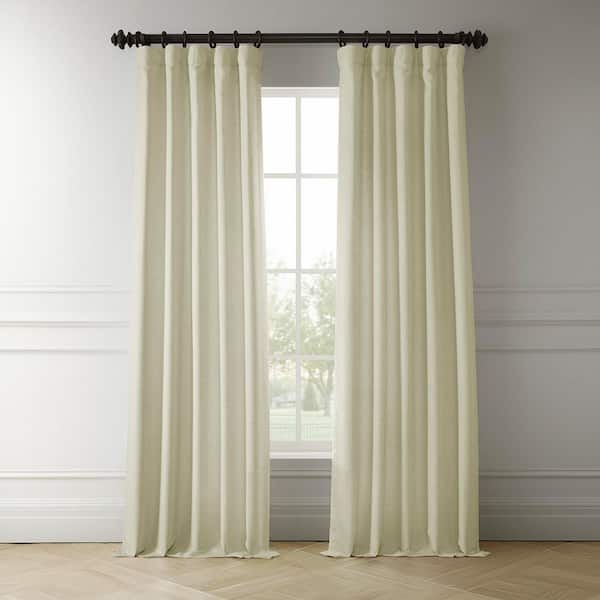 Exclusive Fabrics & Furnishings Gravity Ivory Italian Faux Linen Room Darkening Curtain - 50 in. W x 120 in. L (1 Panel)