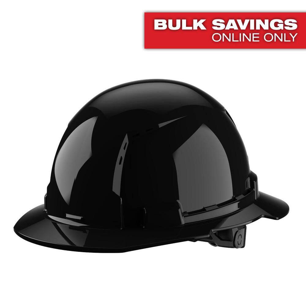 Milwaukee Bolt Black Full Brim Vented Hard Hat – 48-73-1231, 6-pt Ratchet, ANSI Type 1 Class C