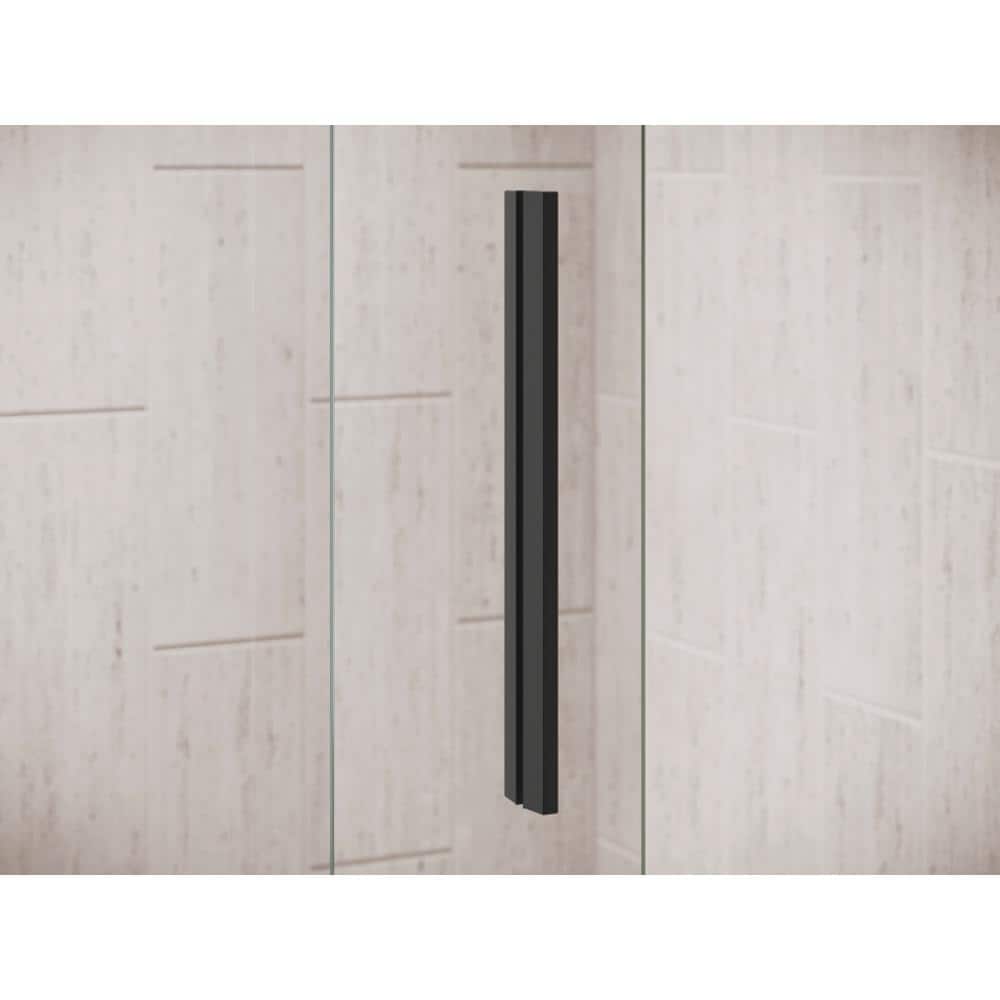 Levity Matte Black Frameless Sliding Shower Door with Frosted Glass