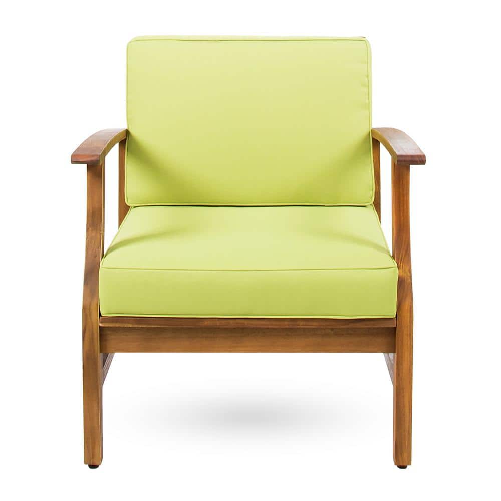 Acacia Wood Outdoor Patio Lounge Club Chair for Patio Garden with Green Cus
