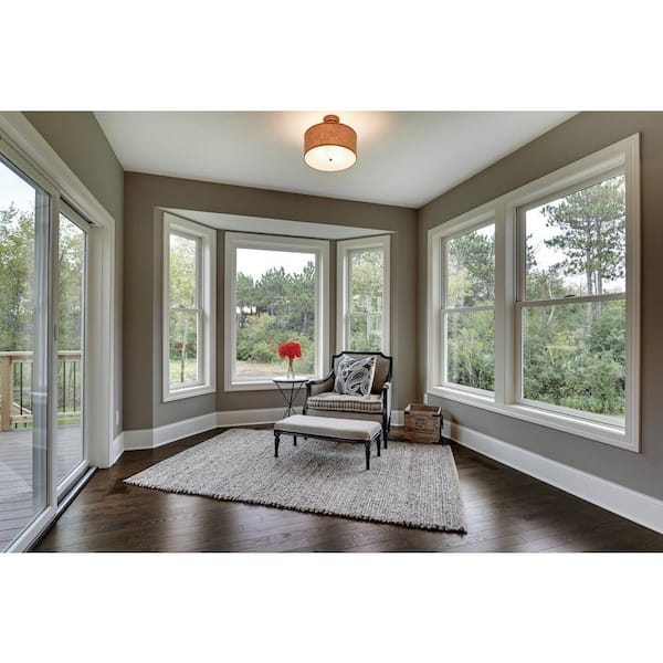 27-1/2 in. x 53-1/2 in. 200-Series White Double-Hung Clad Wood Window with White Interior Low-E Glass and White Hardware