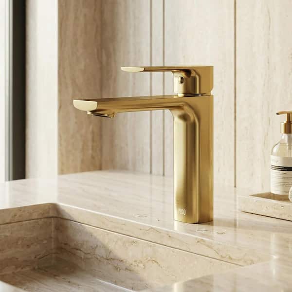 Davidson Single Handle Single-Hole Bathroom Faucet in Matte Brushed Gold