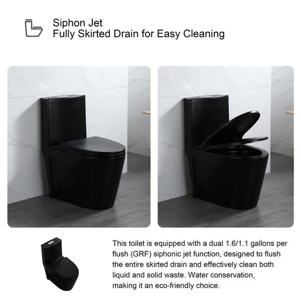 JimsMaison 1-Piece 1.1/1.6 GPF Dual Flush Elongated Toilet in 