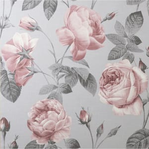 Eden Pink Floral Non-Pasted Vinyl Wallpaper