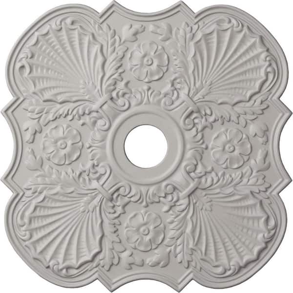 Ekena Millwork 1-3/8 in. x 29 in. x 29 in. Polyurethane Flower Ceiling Moulding, Ultra Pure White