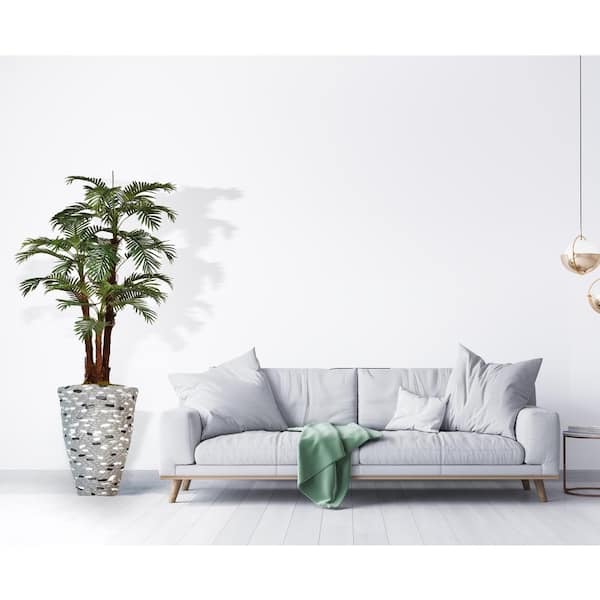 VINTAGE HOME 6.67 ft. Tall Artificial Faux Real Touch Palm Tree With Eco-Paper Planter And Fiberstone Planter
