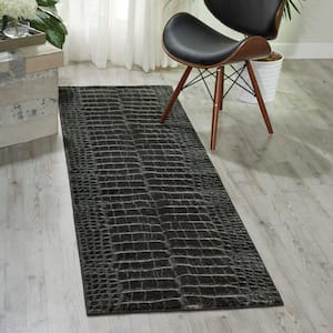 Maxell Charcoal 2 ft. x 8 ft. Oriental Vintage Kitchen Runner Area Rug