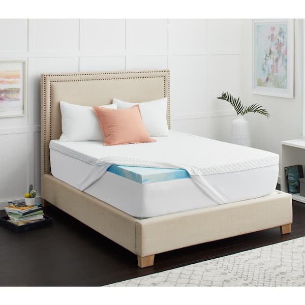 Sealy Sealychill 3 In King Gel Memory Foam Mattress Topper With Cover F02 Kg0 The Home Depot