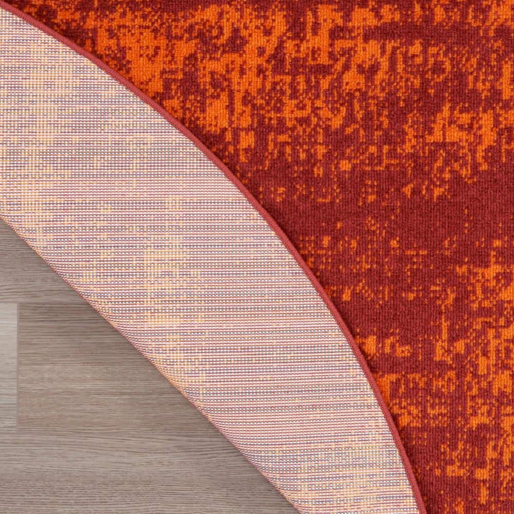 Elysian Red Abstract 4' Round Synthetic Outdoor Rug