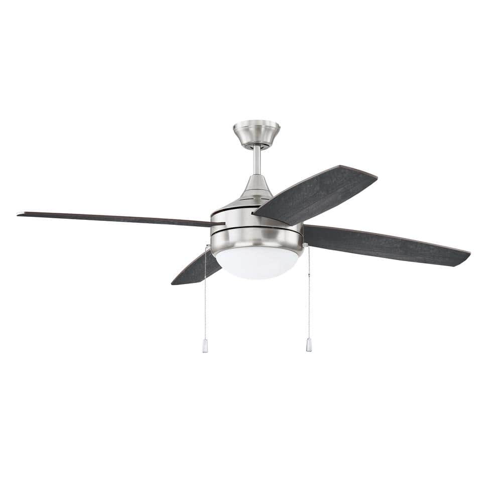 52'' Brushed Nickel Ceiling Fan with LED Light and Greywood Blades