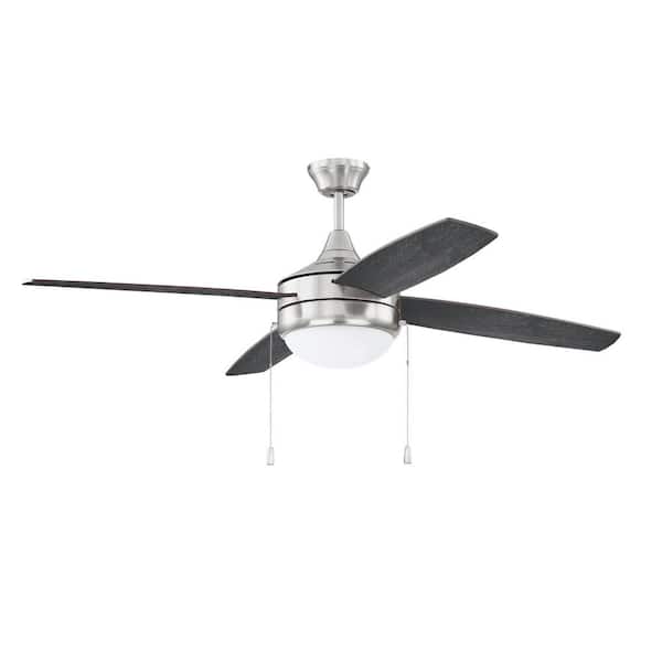 CRAFTMADE Phaze-4 Blade 52 in. Indoor Dual Mount Brushed Polished Nickel Ceiling Fan with LED Integrated Light Kit