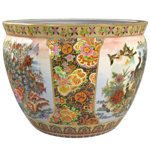 Red Lantern Oriental Furniture 12 in. Famille Rose Porcelain