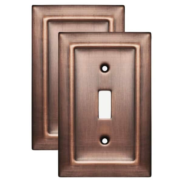 Architectural 1-Gang Antique Copper Switch/Toggle Metal Wall Plate (2-Pack)