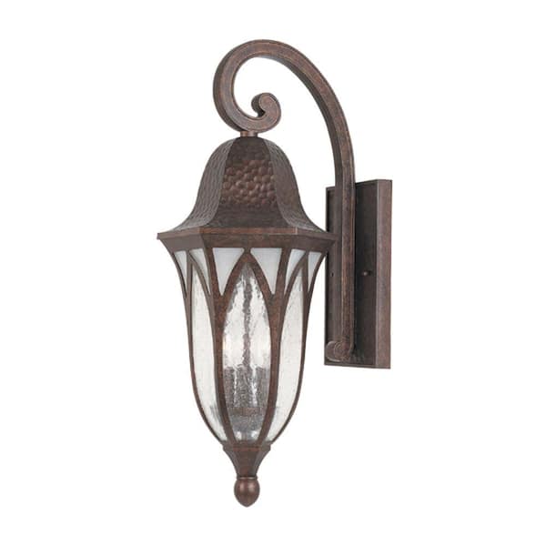 Designers Fountain Berkshire 23 in. Burnished Antique Copper 3-Light Outdoor Line Voltage Wall Sconce with No Bulbs Included