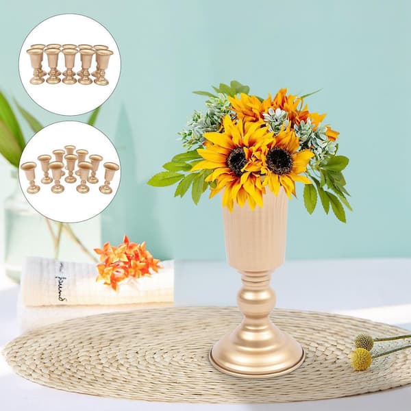 YIYIBYUS 9.06 in. Tall Metal Flower Holder Wedding Decoration Mini Vase in  Gold (10-Pieces) HG-ZJ4195-376 - The Home Depot